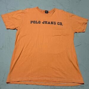 **Vintage Polo Ralph Lauren Orange T-Shirt - Front and Back Graphic**
